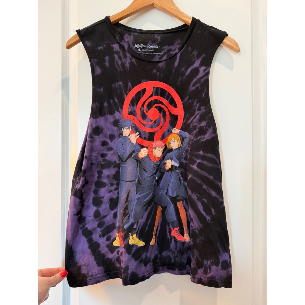 Jujutsu Kaisen Crunchyroll Tie Dye Tank Top Anime Graphic Purple Black Mens M